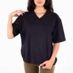 Boxy V-Neck Short Sleeve T-Shirt