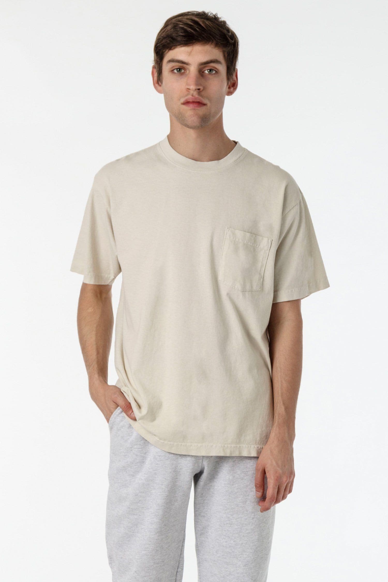 1809-SS-Pocket-Tee_Cement_Max Short Sleeve Garment Dye Pocket T-Shirt - Image 1