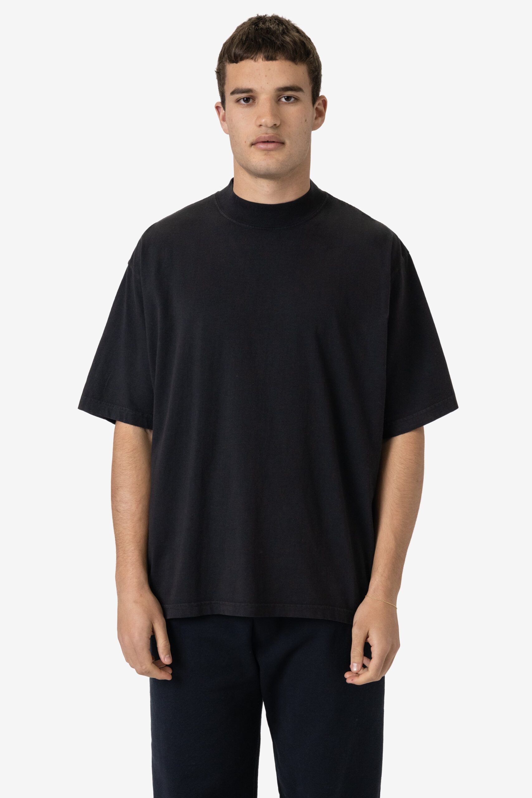 1825GD-OFFBLACK-ADAM1_962f2463-dfaf-4893-9f75-1447a0b50060 Oversized Short Sleeve High Mockneck T-shirt - Image 1