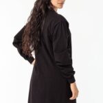 Long Sleeve Garment Dye Mockneck Dress