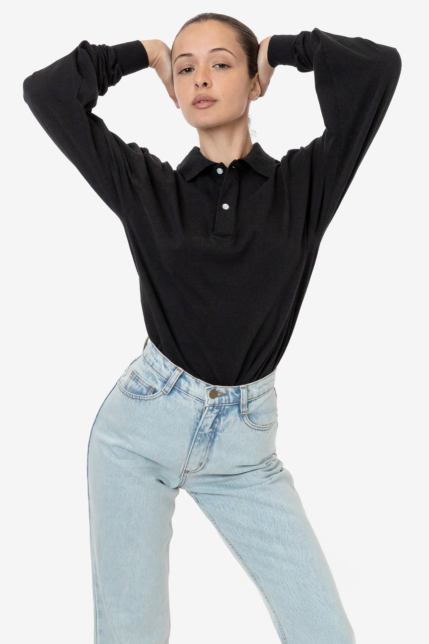 18417GD-LAUREN-BLACK1f_7e9a31ea-0c7b-4c67-af35-3f7586c21df2 Long Sleeve Polo T-Shirt - Image 1