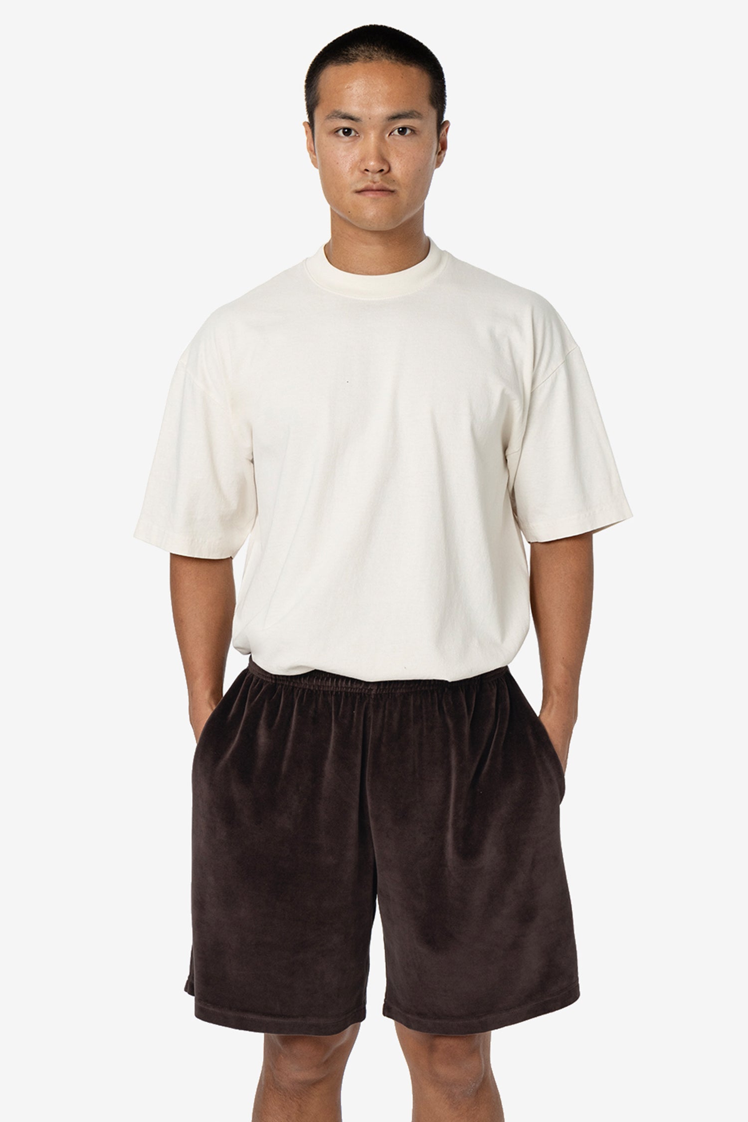 1Q6A9599_standard Garment Dye Velour Mid-Length Wide Short - Image 1