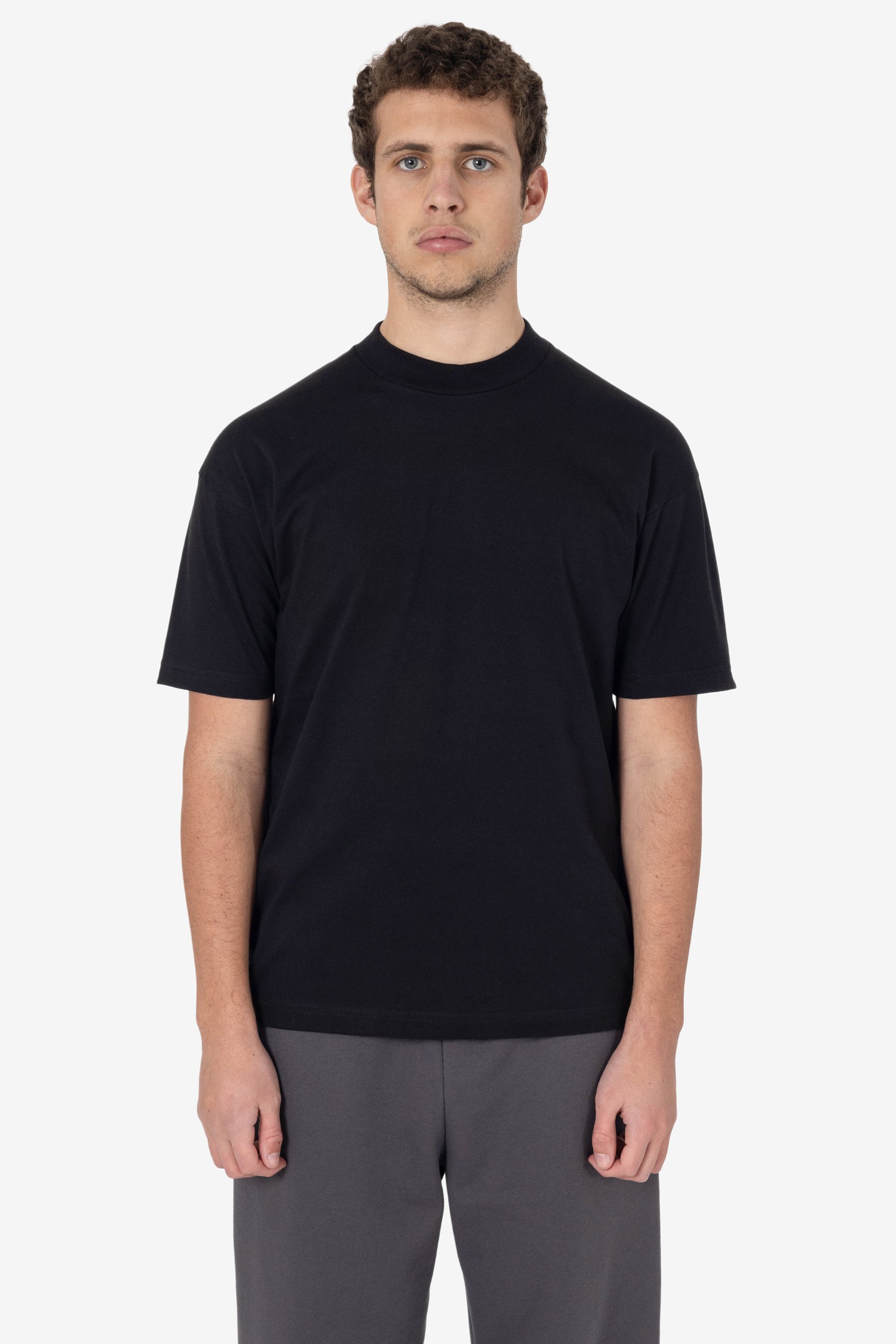 2017MNBLACKFRONT 6.0oz Mock Crew Neck Heavy Combed Cotton T-Shirt - Image 1