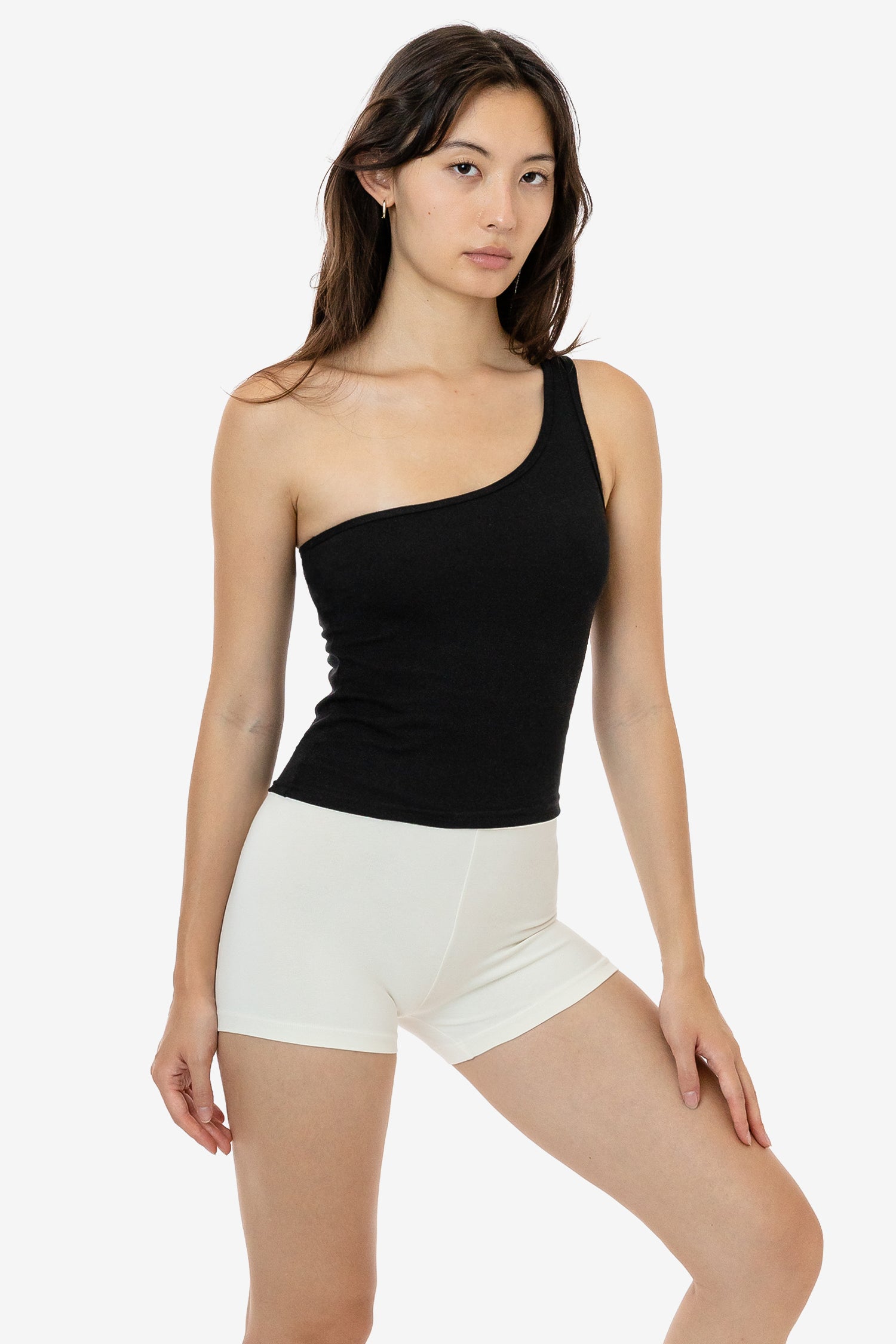 43089-rene-black1_1 Baby Rib One Shoulder Top - Image 1