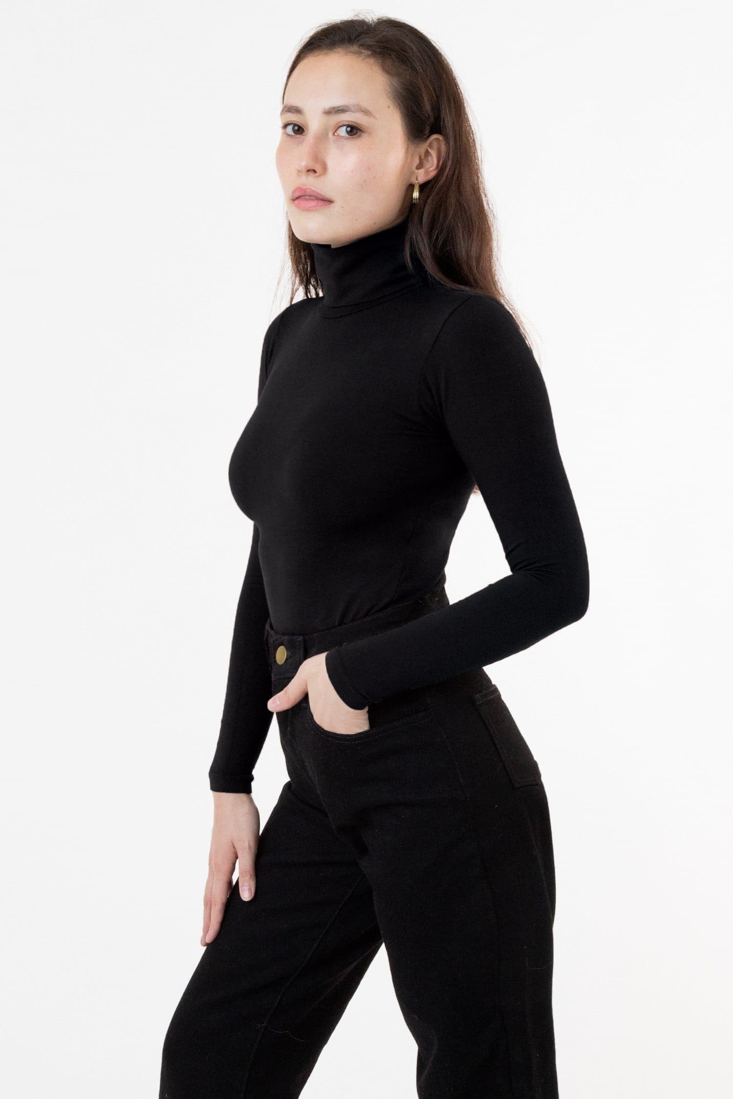 8306gd-black Cotton Spandex Garment Dye Turtleneck - Image 1