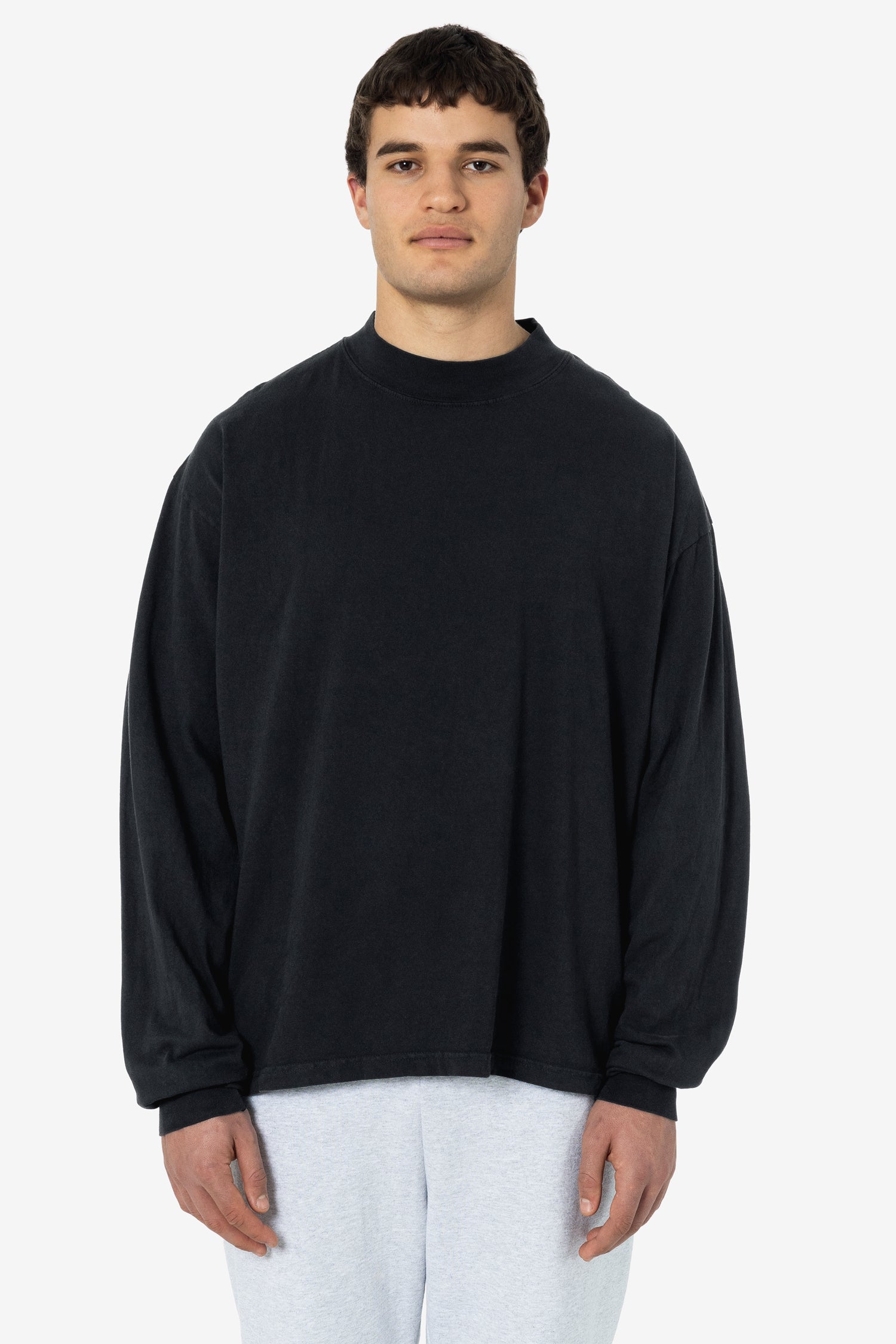 ADAM-1827GD-BLACK-EDGE-FRONT Oversized Long Sleeve High Mockneck T-Shirt - Image 1