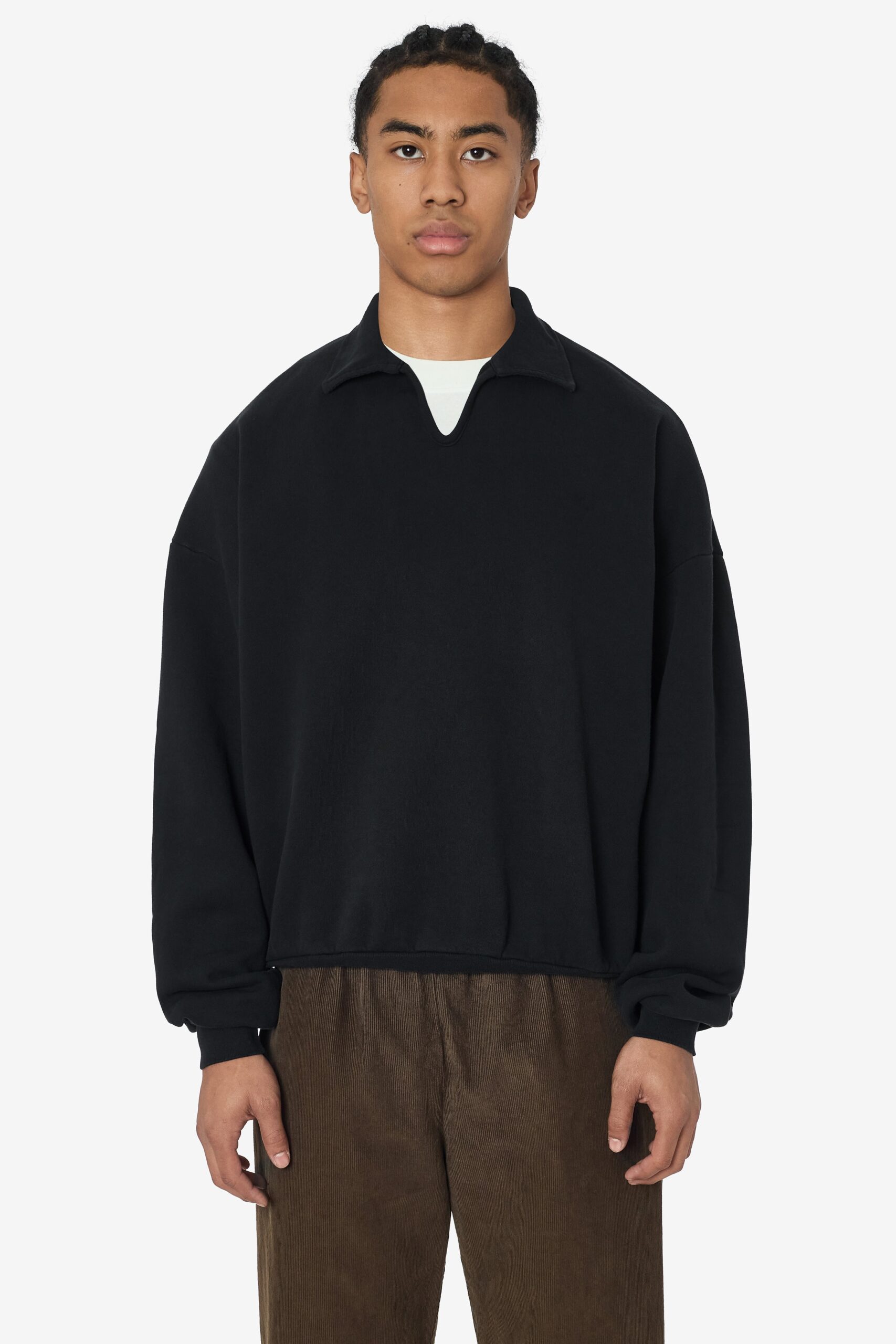 ALP412-BLACK-EDGE-1-HALF Alpine Fleece Polo Pullover - Image 1