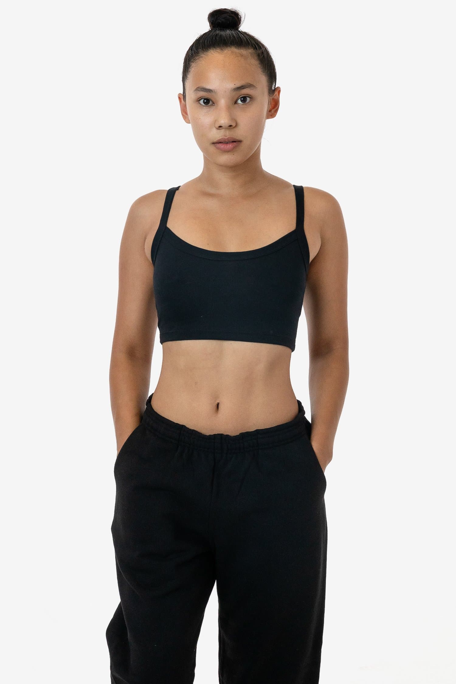 FF016-JENNY-4S Poly Cotton Cropped Spaghetti Tank Top - Image 1