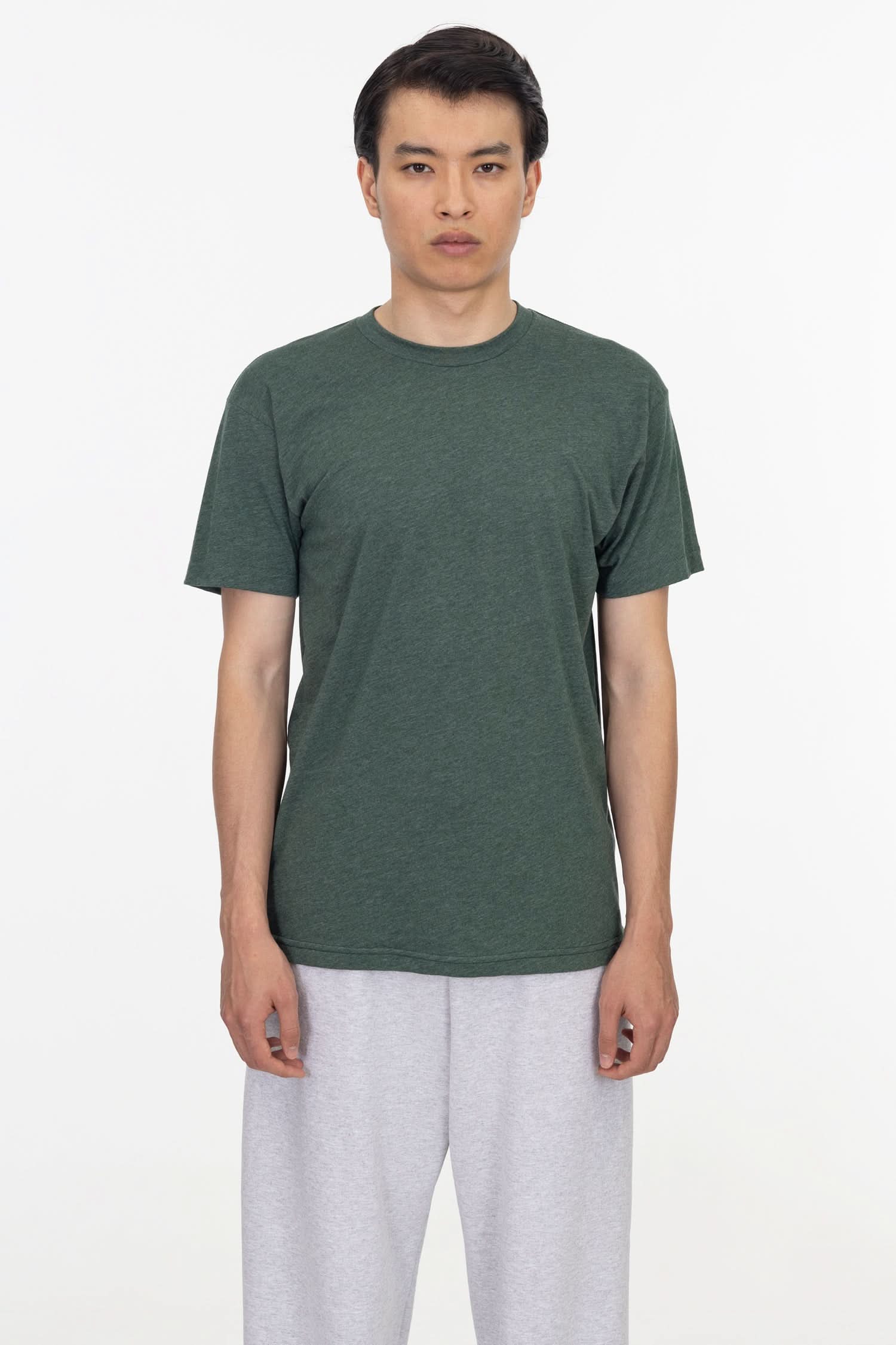 FF01_Heather-Forest-Front Poly-Cotton Crew Neck T-Shirt - Image 1
