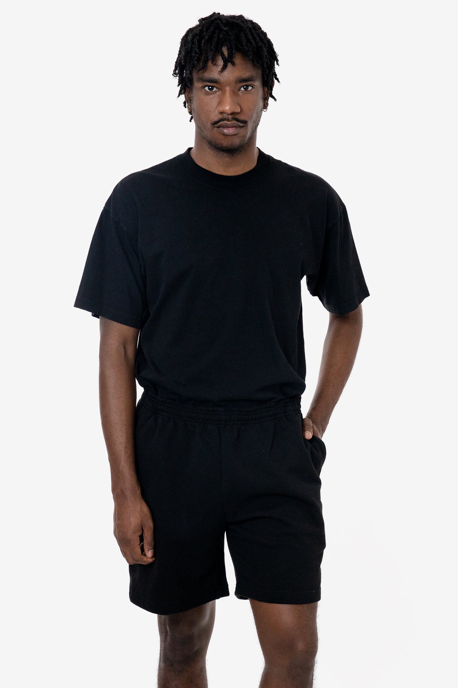 HF02-BLACK-M1 Heavy Fleece Sweat Short (Piece Dye) - Image 1