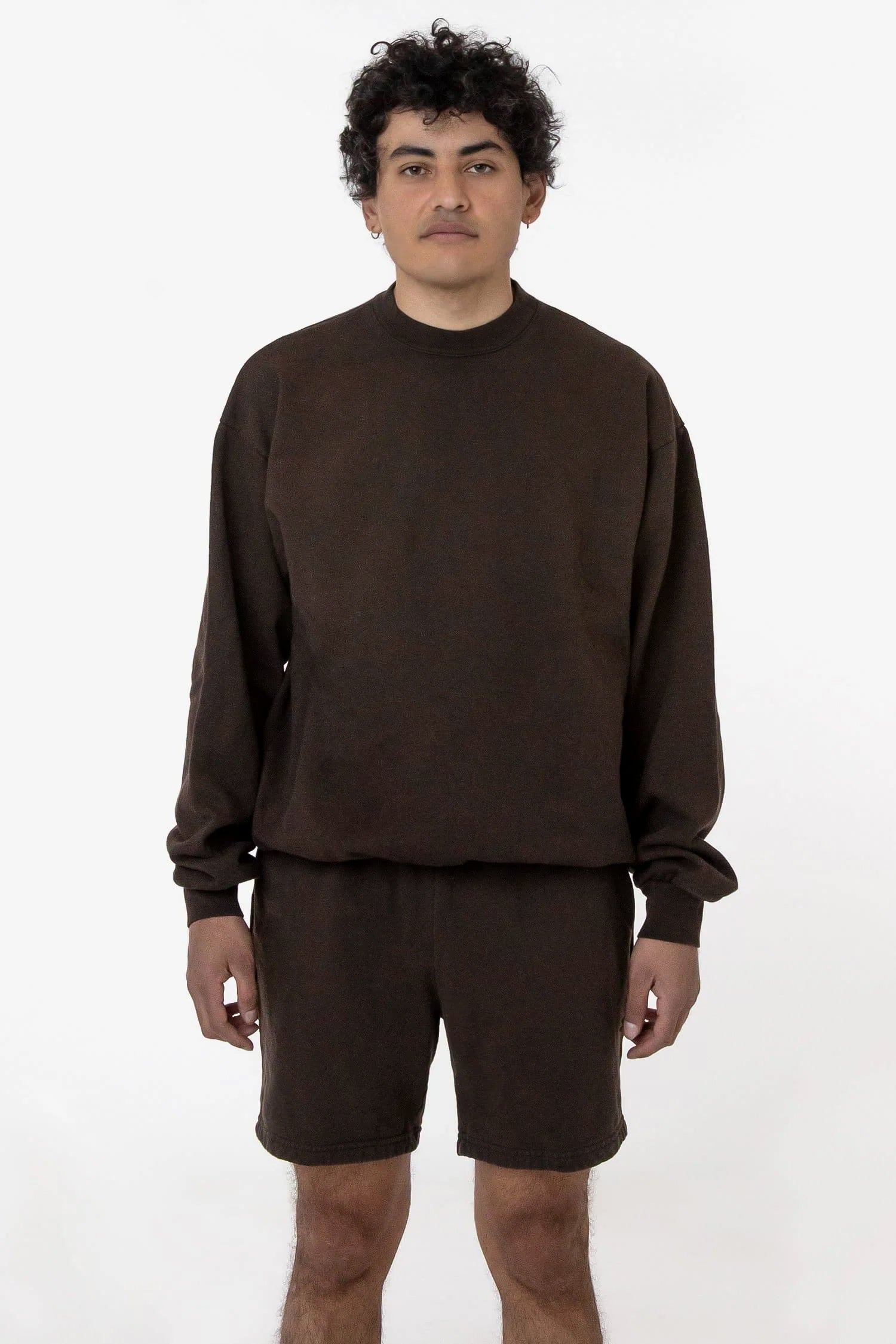 HF02GD-chocolate-2 Heavy Fleece Sweat Short (Garment Dye) - Image 1