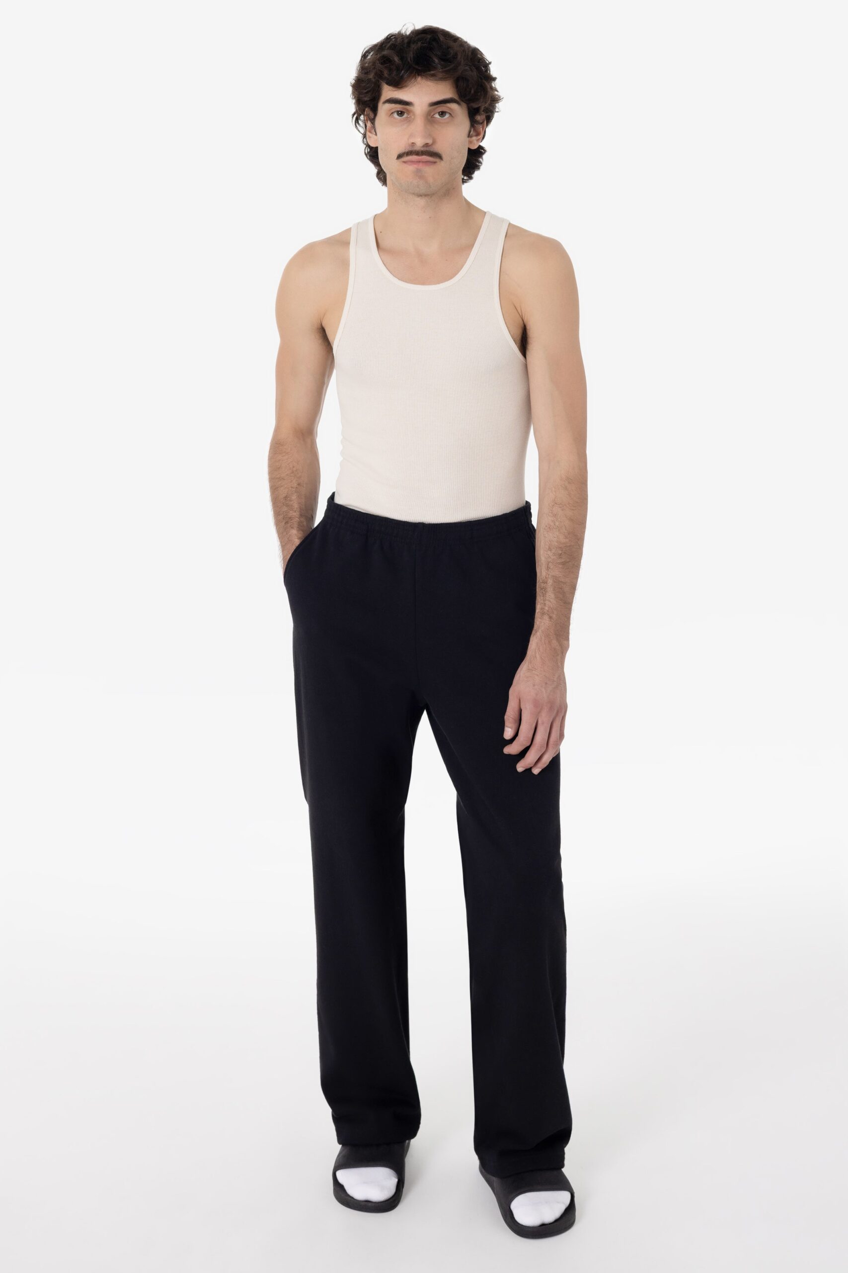 HF05BLACK2 Heavy Fleece Wide Leg Sweatpants (Piece Dye) - Image 1