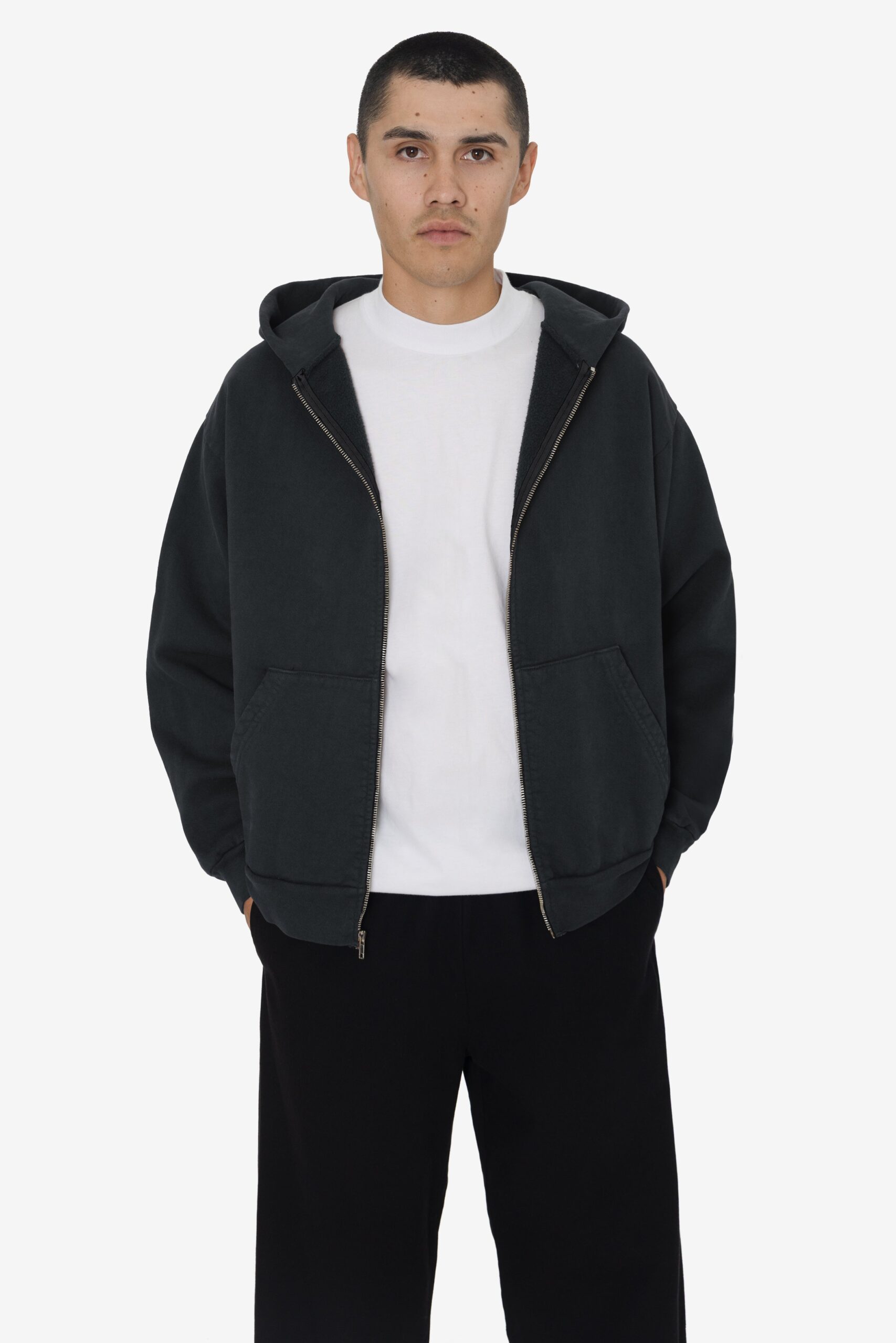 HF10GD-BLACK-EDGE_1 Heavy Fleece Zip-Up Hoodie (Garment Dye) - Image 1
