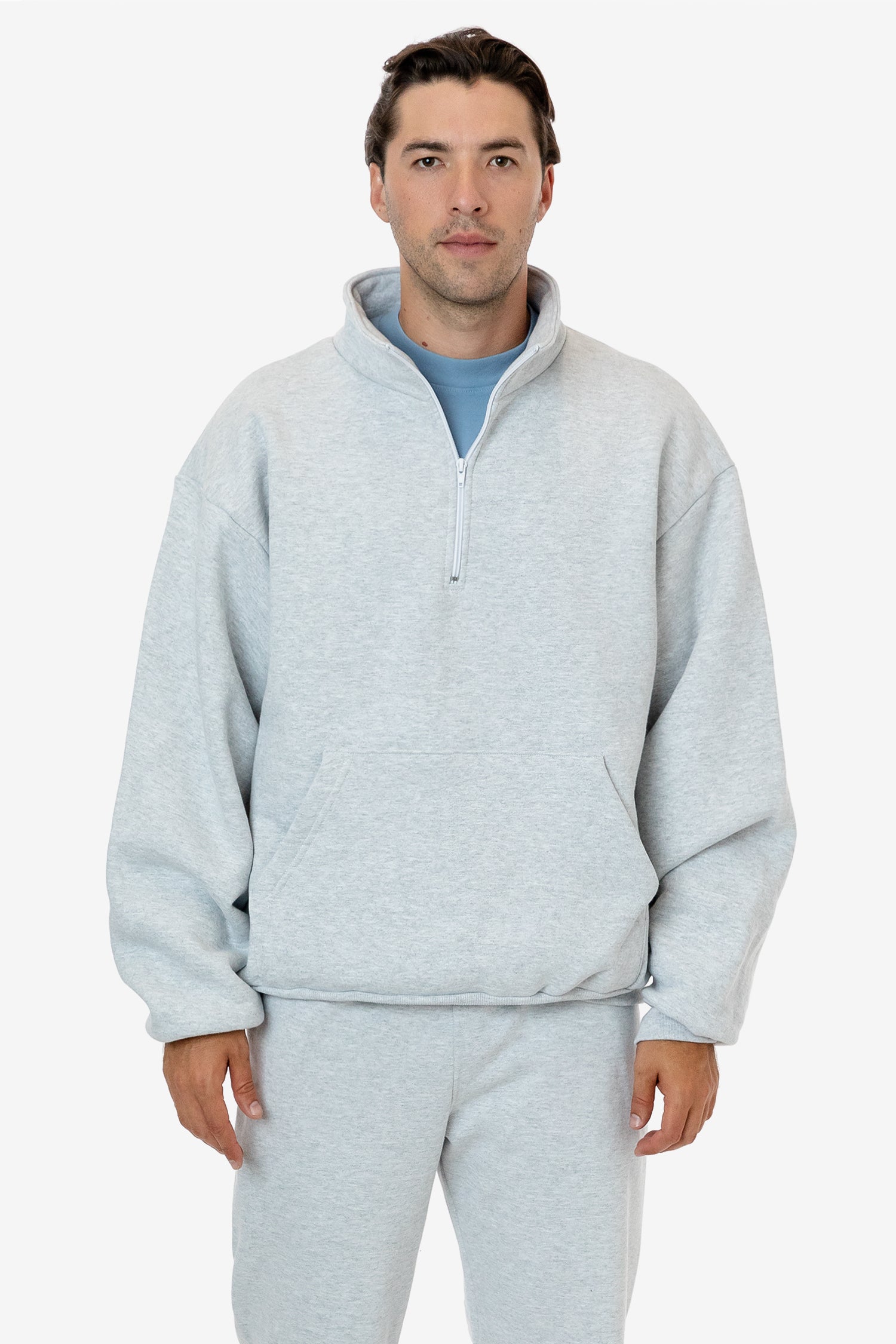 HFX-408-ASH-M1 Heavy Fleece Half Zip Pullover (Piece Dye) - Image 1