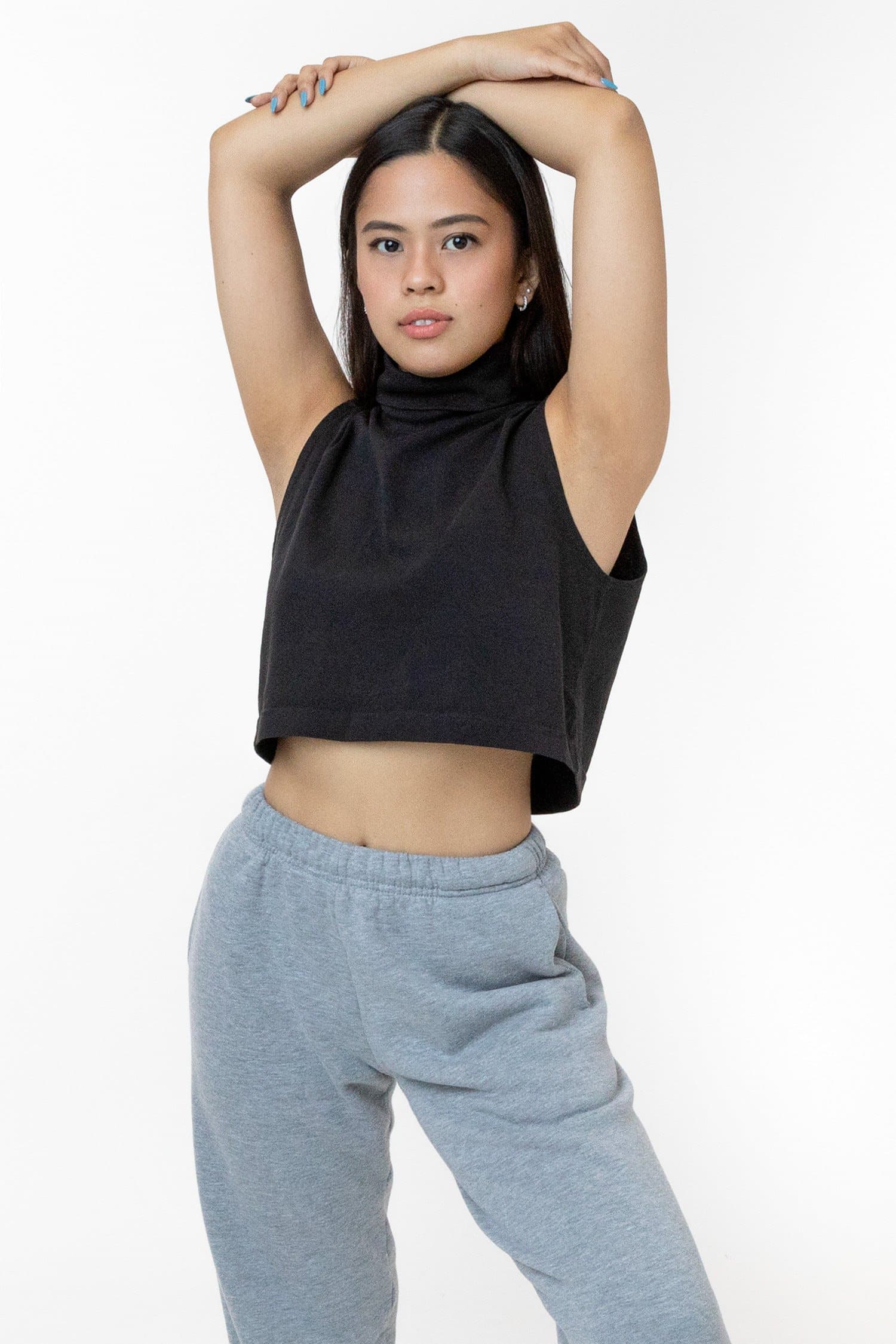 IMG_2214 Garment Dye Sleeveless Turtleneck Crop Top - Image 1