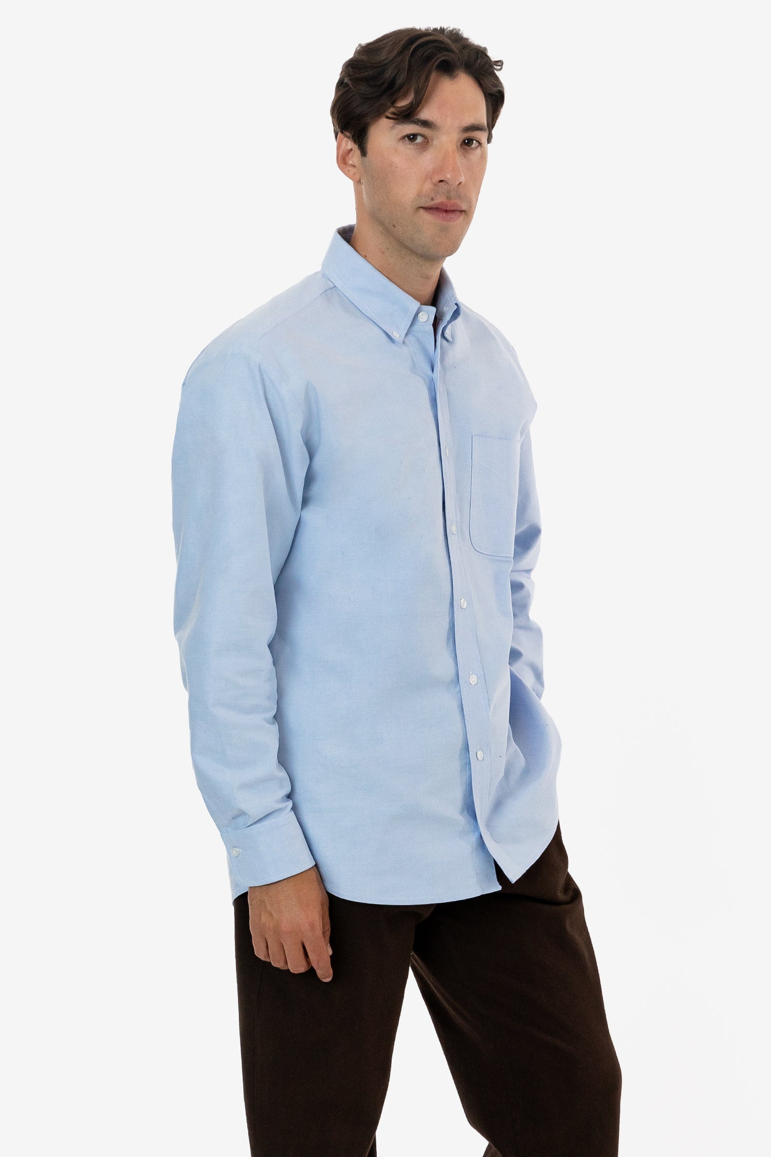 RCP402-BLUE-2-s Classic Long Sleeve Oxford Button Down Shirt - Image 1