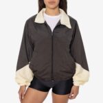 Nylon Crinkle Zip-Up Colorblock Windbreaker