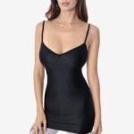 Nylon Tricot V-neck Spaghetti Dress