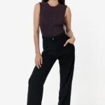Poly Pleated Straight Leg Pant