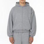 Gabardine Fleece Waist Length Pull Zip Hoodie