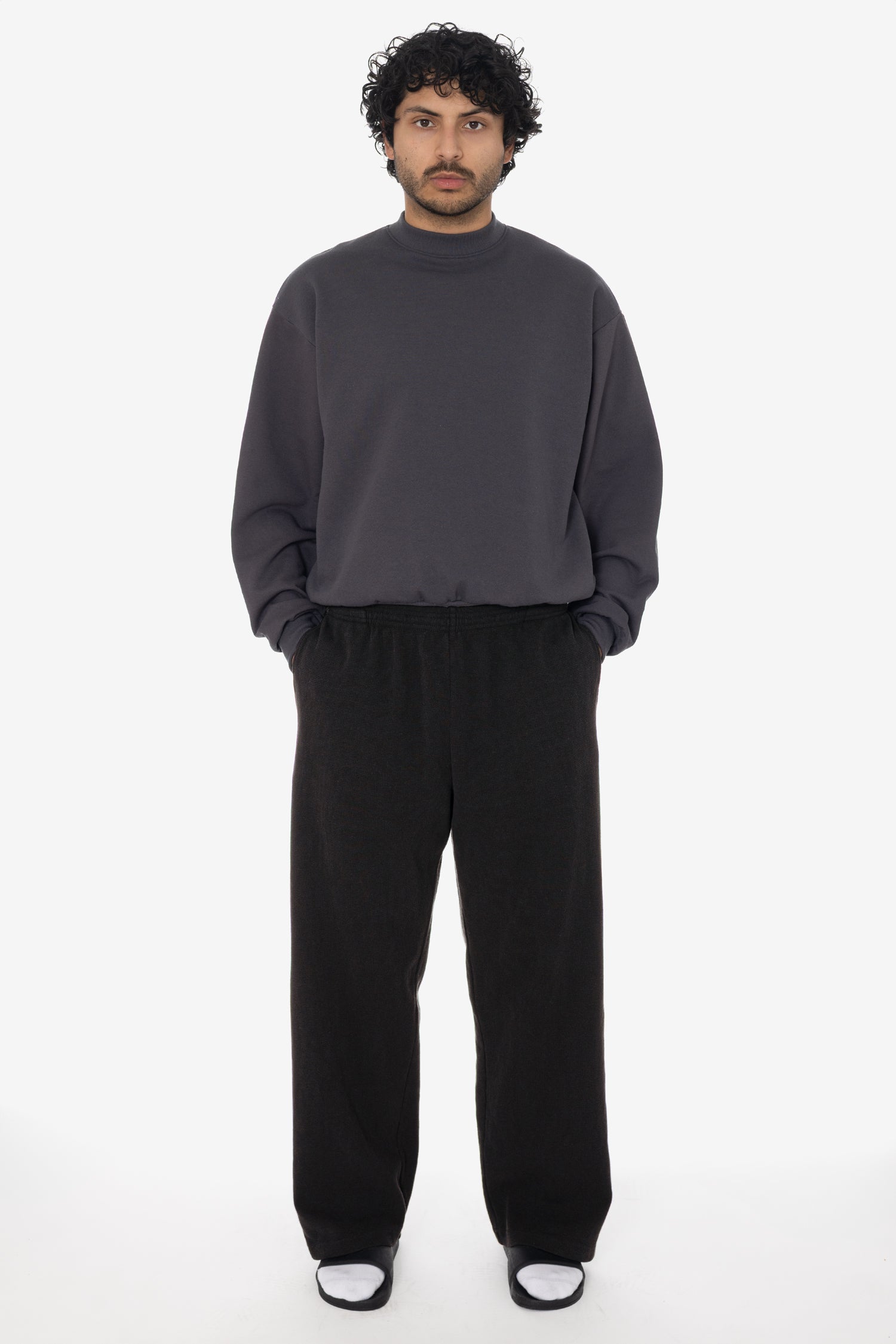 TX05-BLACK-FRONT-1500x2250-1 Heavy Thermal Garment Dye Sweatpants - Image 1