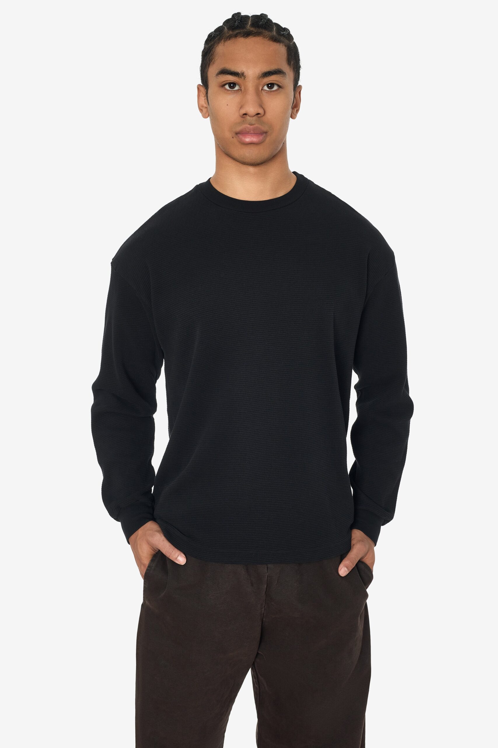 TX407GD-BLACK-2 Long Sleeve Heavy Thermal Crew Neck - Image 1