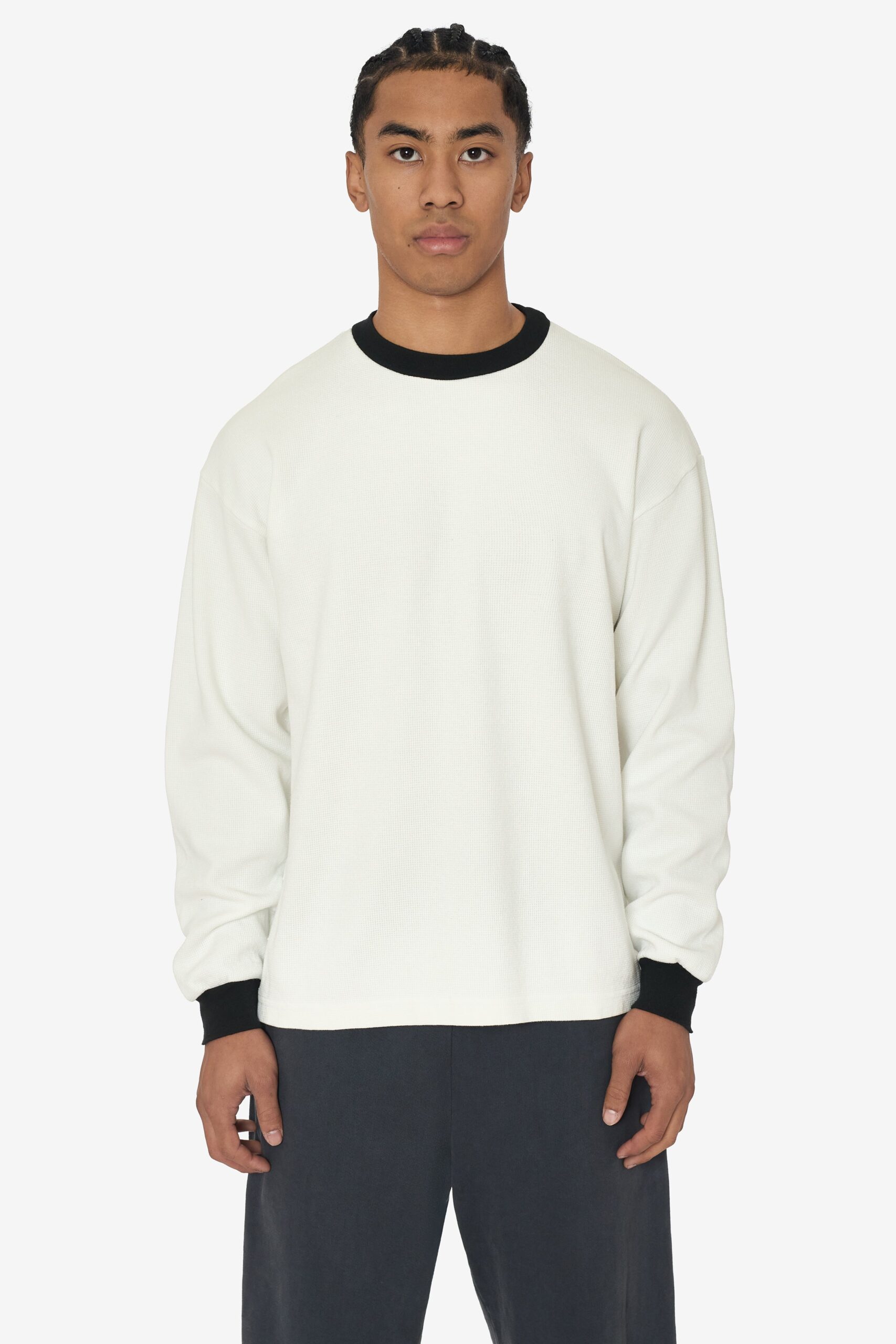 TX407GDRIN-X-WHITEBLACK-1 Long Sleeve Heavy Thermal Crew Neck - Image 1