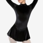 Velvet Long Sleeve Mockneck Skirted Leotard