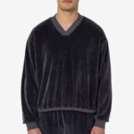 Garment Dye Velour V-neck Sweatshirt