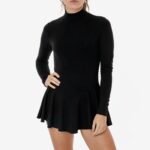 Ponte Long Sleeve Mockneck Skirted Leotard