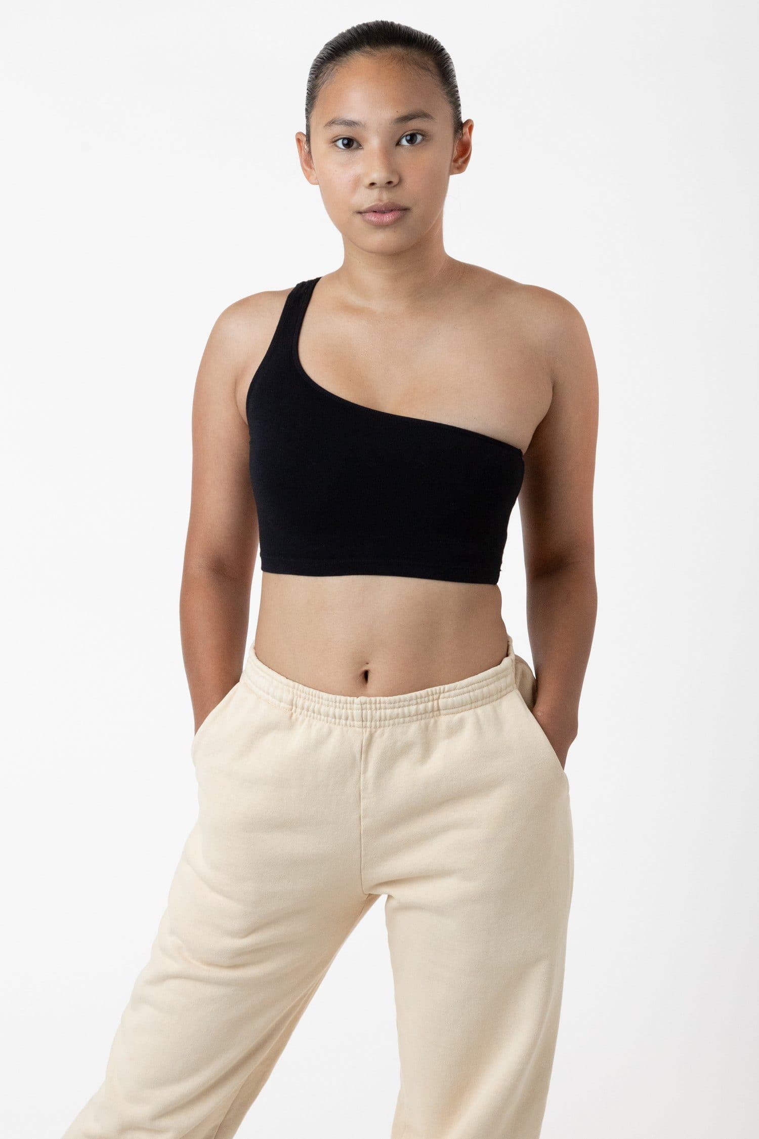 black_jenny9 Garment Dye One Shoulder Crop Top - Image 1