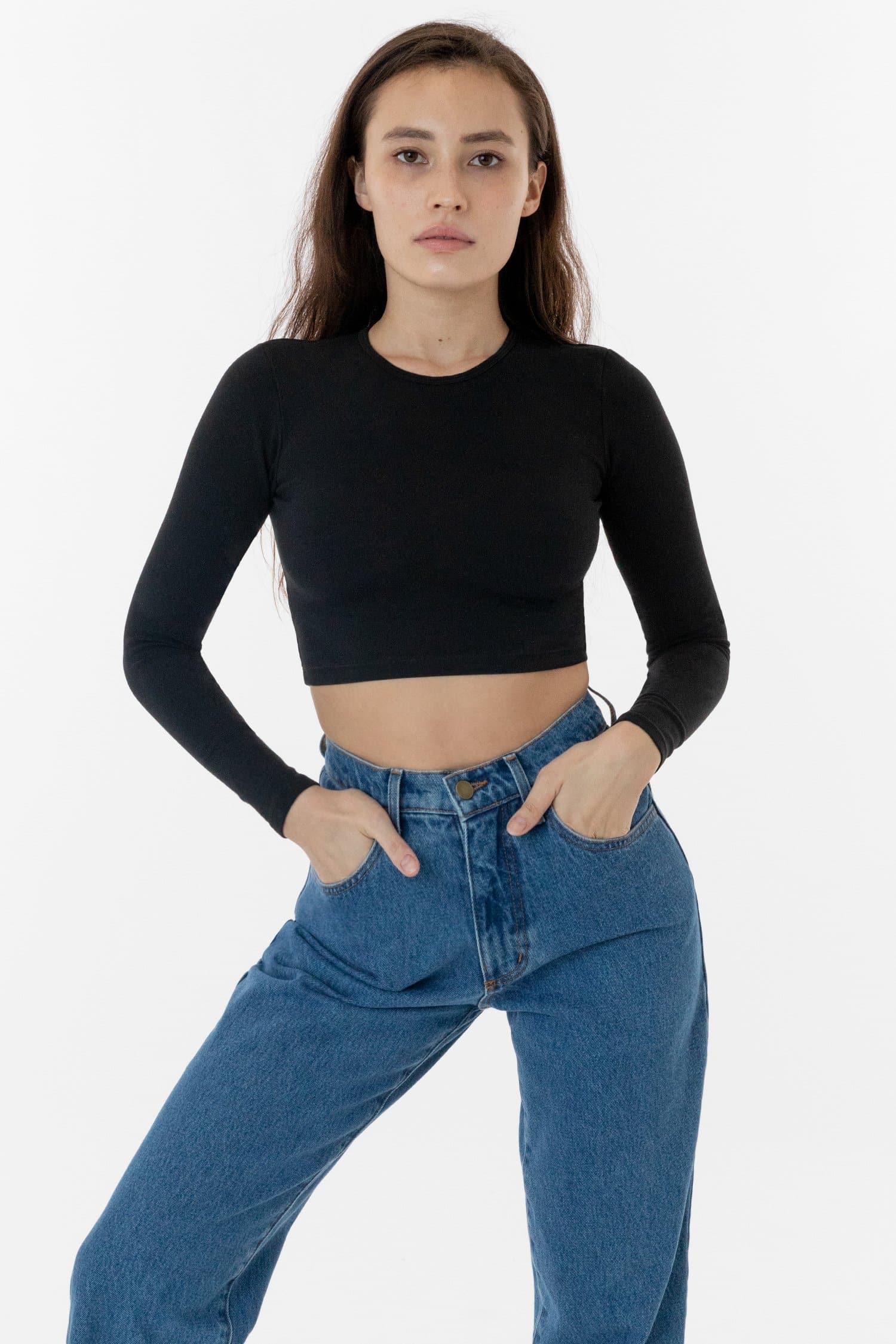 blackf_F_1 Garment Dye Long Sleeve Crop Top - Image 1