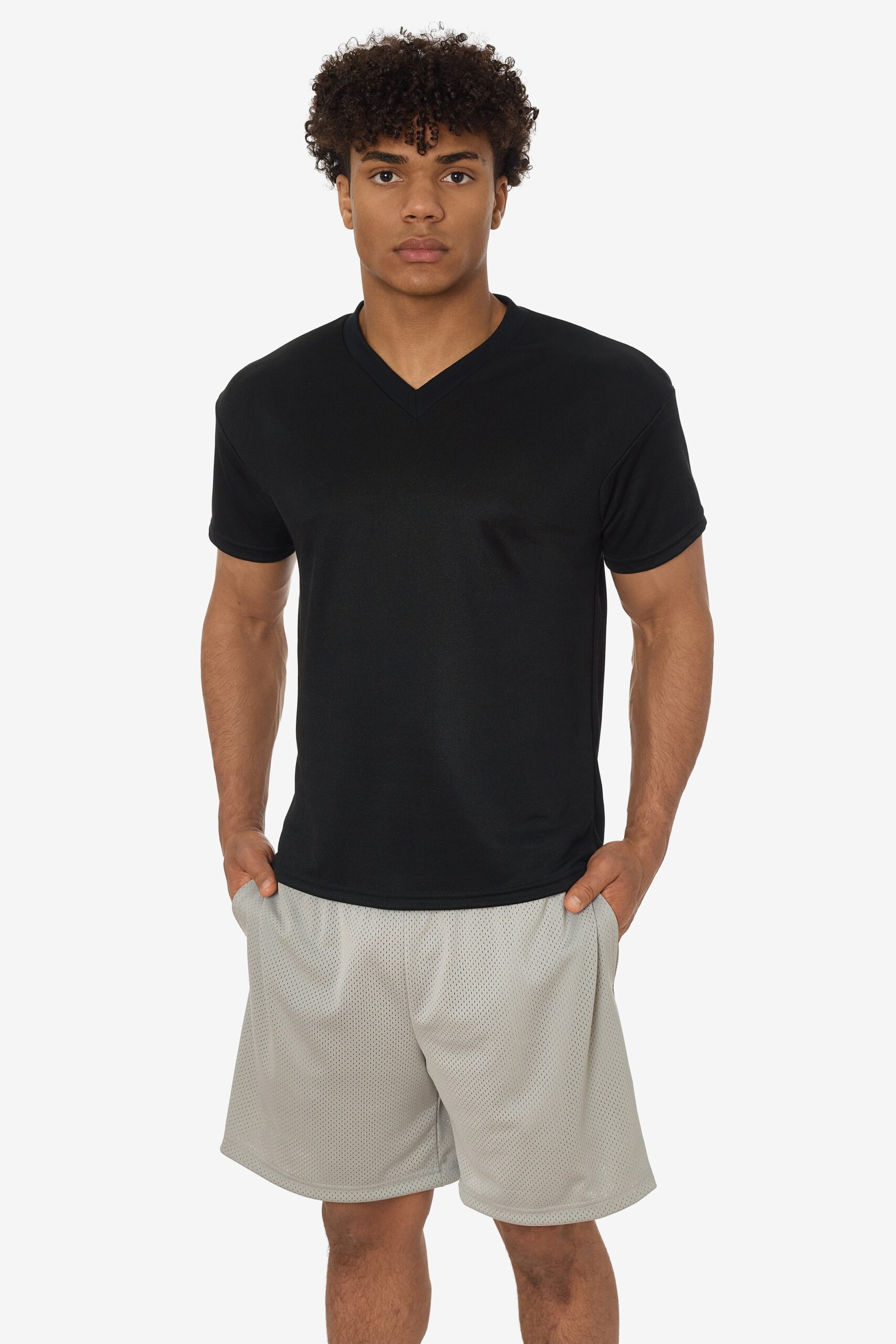 pq56black_11 Boxy Fit V-Neck Tee - Image 1
