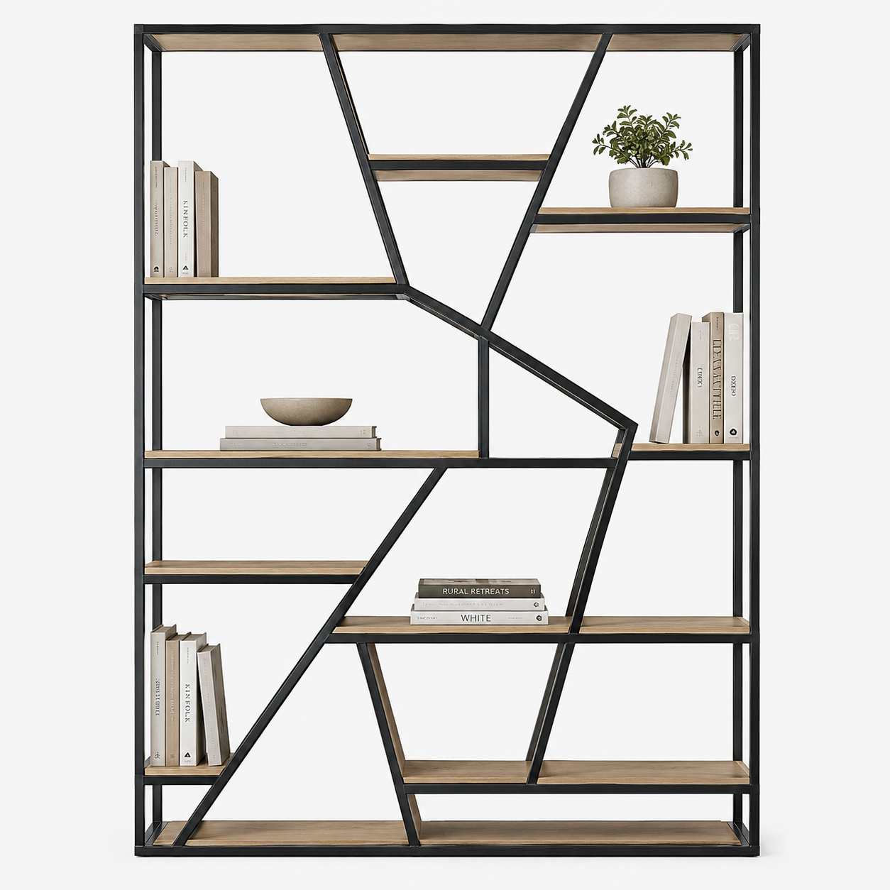 957ac0d9-1c73-4936-95b0-57ed7e3f7c69.png Geometric Open Bookcase - Image 1