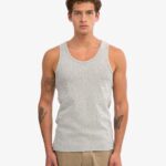 Organic Rib Tank Top - Heather Grey