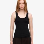 Women Organic Rib Tank Top - Deep Black