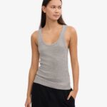 Women Organic Rib Tank Top - Heather Grey