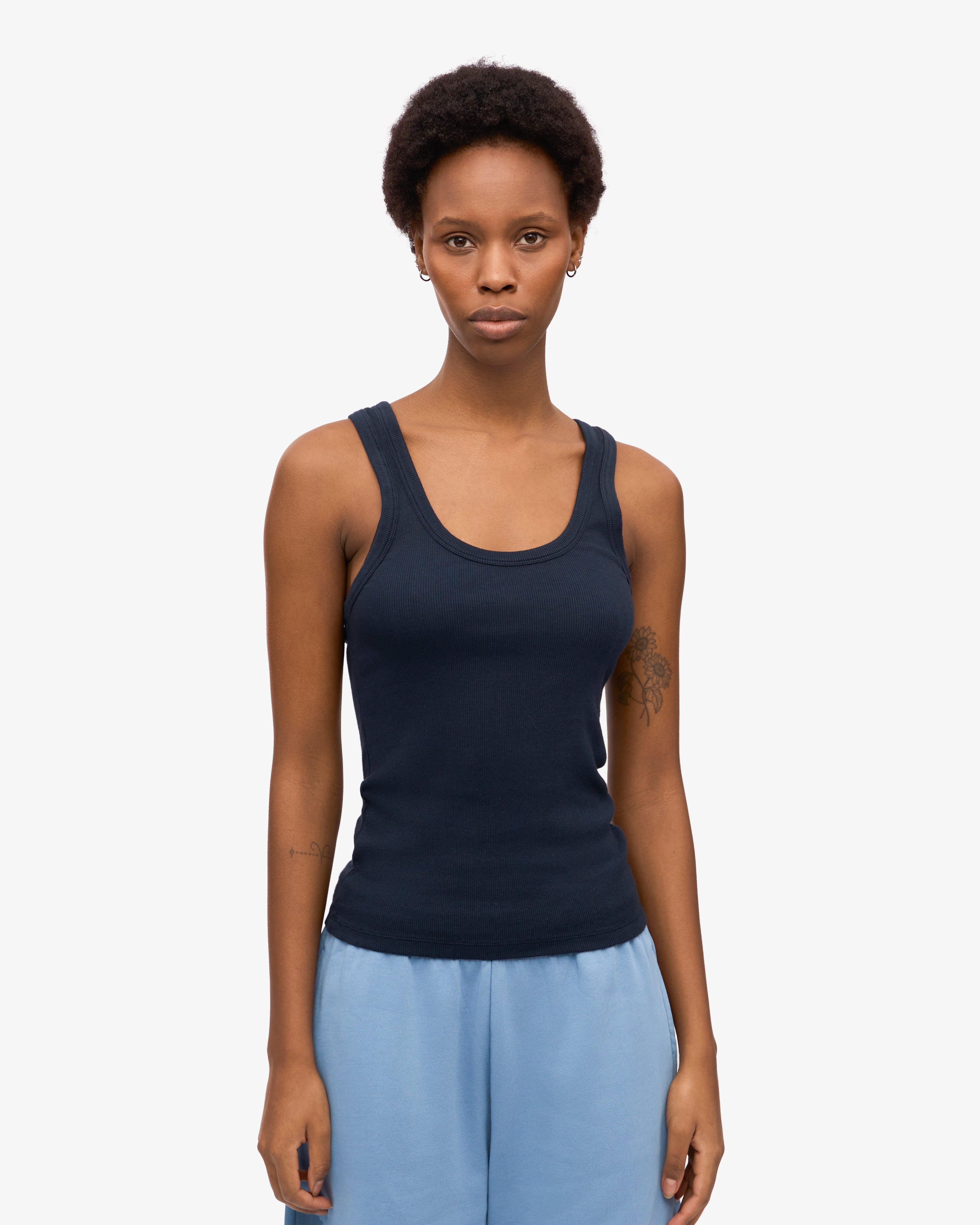 women-organic-rib-tank-top-women-tank-top-navy-blue-female_2 Women Organic Rib Tank Top - Navy Blue - Image 1